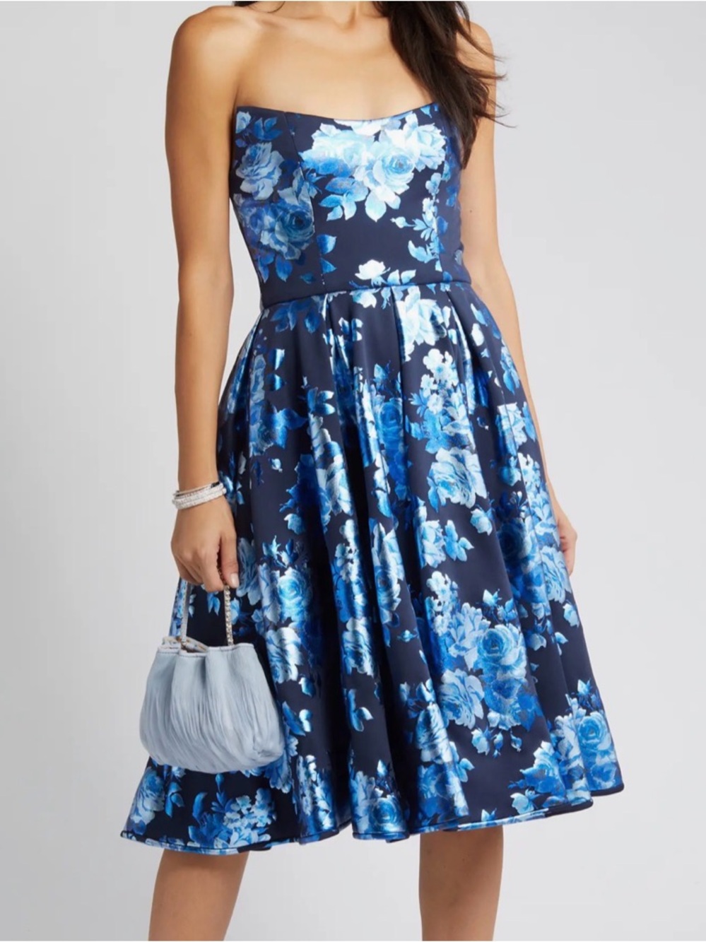 Clara Floral Strapless Fir & Flair Dress